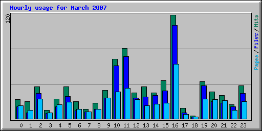 Hourly usage for March 2007