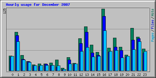 Hourly usage for December 2007
