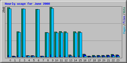 Hourly usage for June 2008